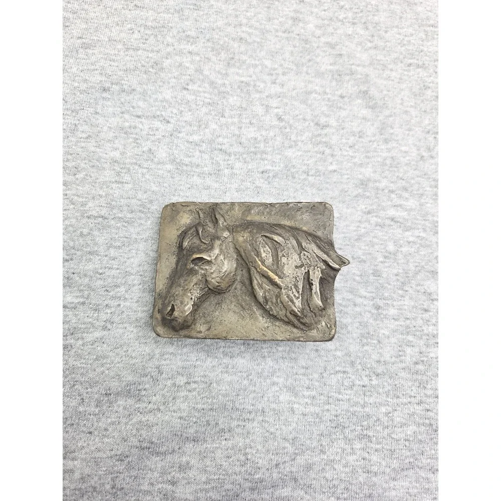 Handmade Heavy Solid Bronze Horse Stallion Southwestern Buckle Smokey Joe Co